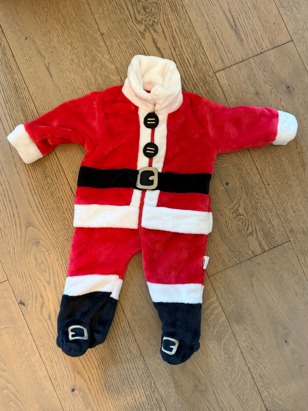 Baby Santa Claus Plush Footed Christmas Costume One Piece
